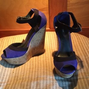Royal blue platform wedges